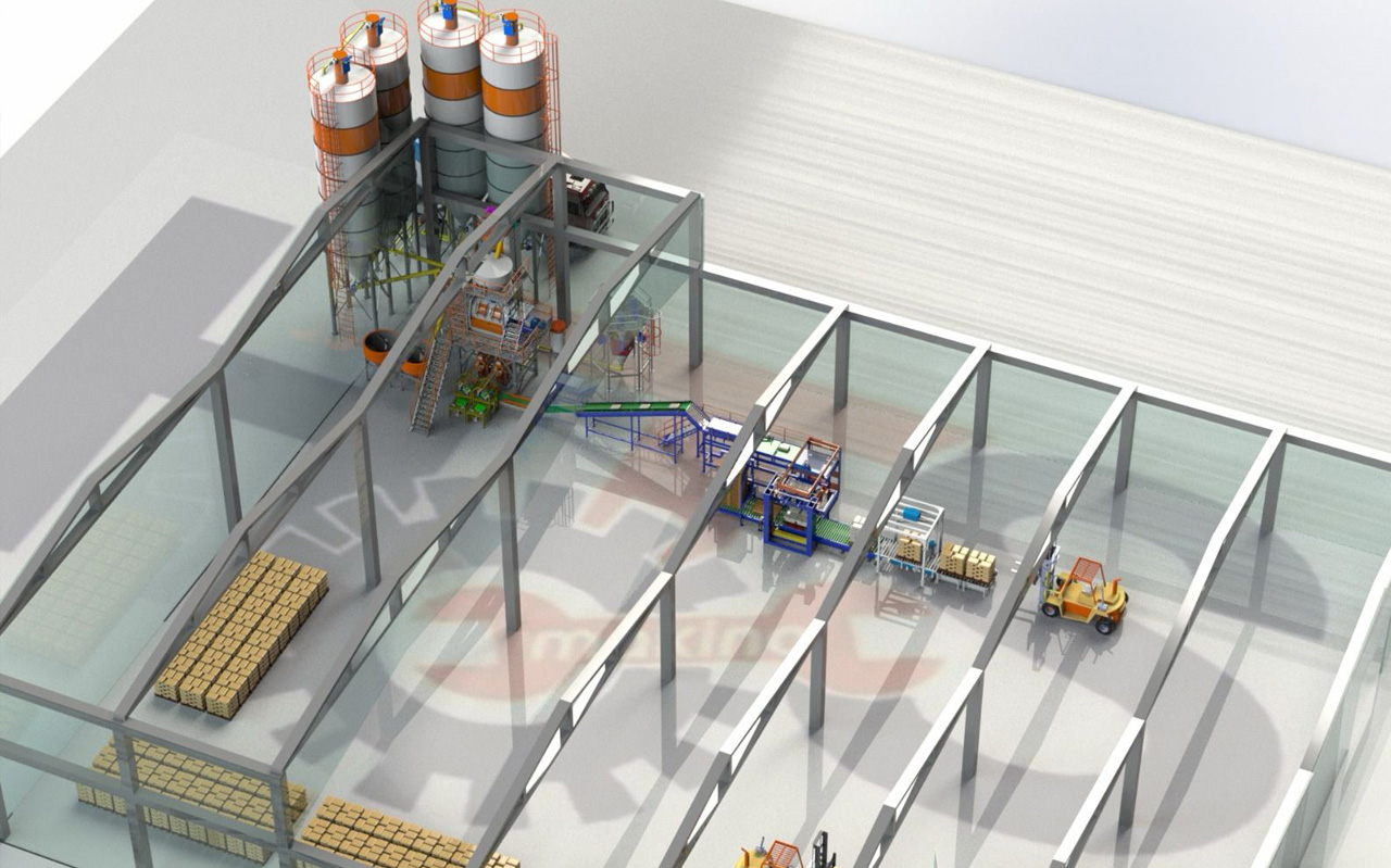 8 Saat 100 ton torba takma+paletleme + strechoodlu hat